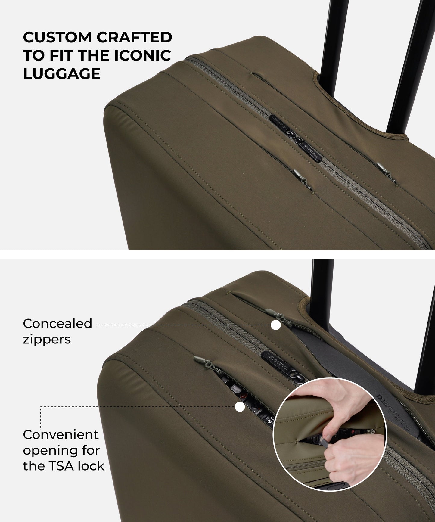Size_Check-in - Seaweed Green | The Iconic Luggage Cover