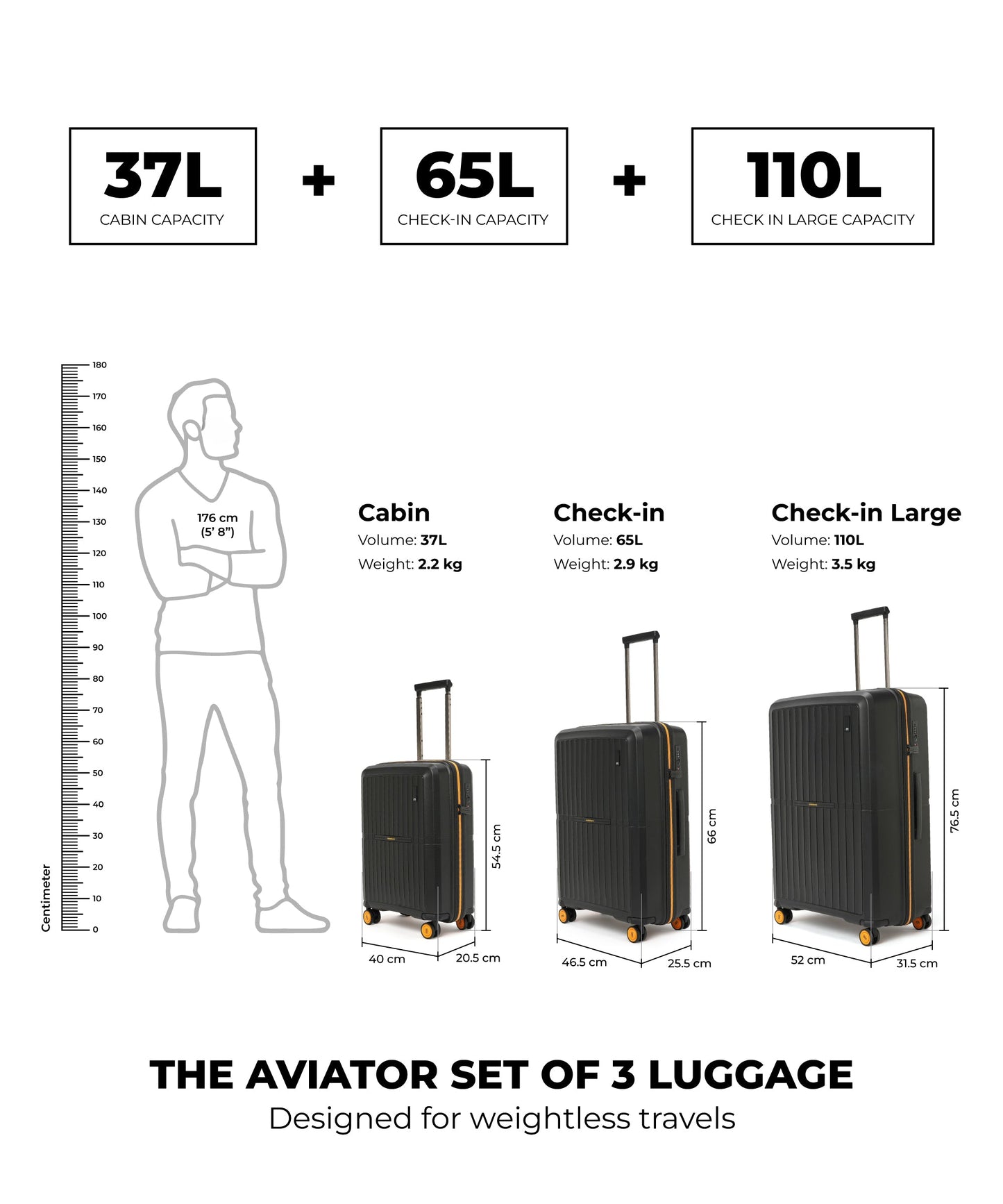 Color_Crypto | The Aviator Set of 3 Luggage